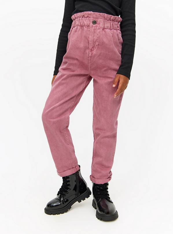 Pink Wash Denim Paperbag Jeans  5 years