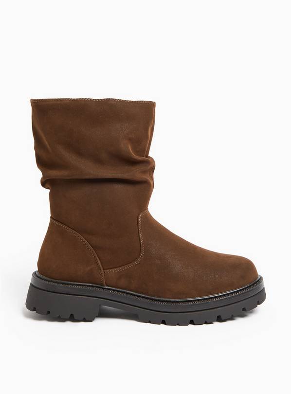 Buy Brown Ruched Detail Borg Fleece Lined Boots 3 Boots Tu