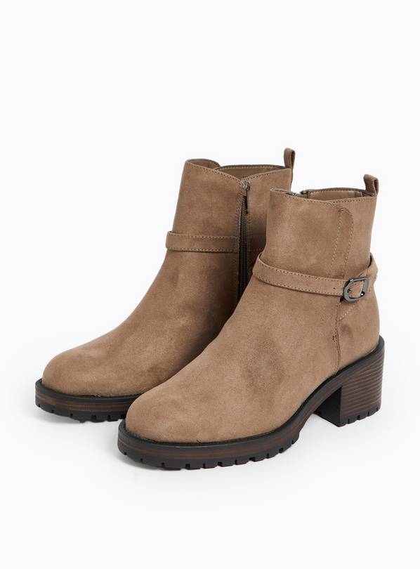 Taupe Faux Suede Heeled Chelsea Boots  3