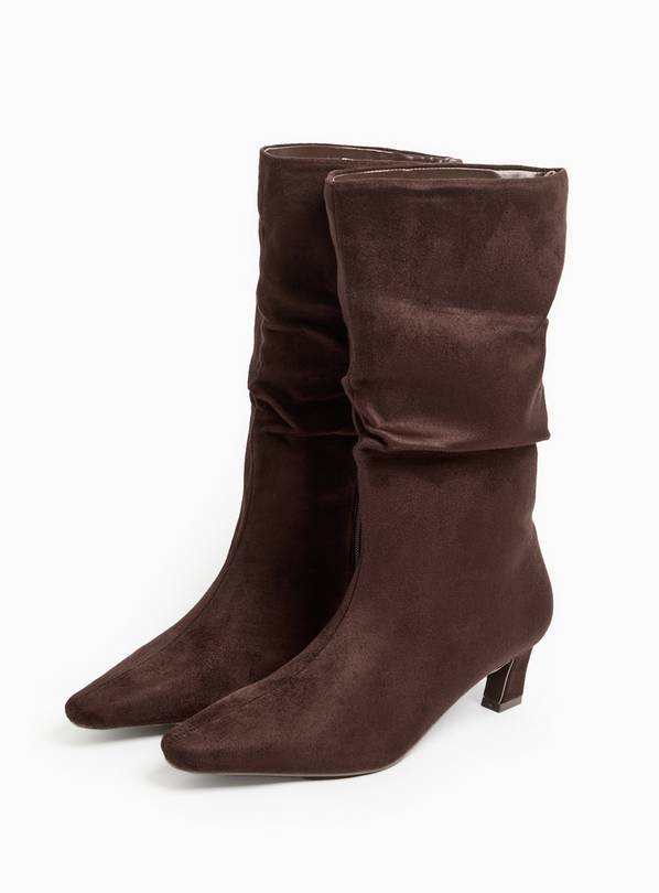 Brown Ruched Detail Heeled Boots 3