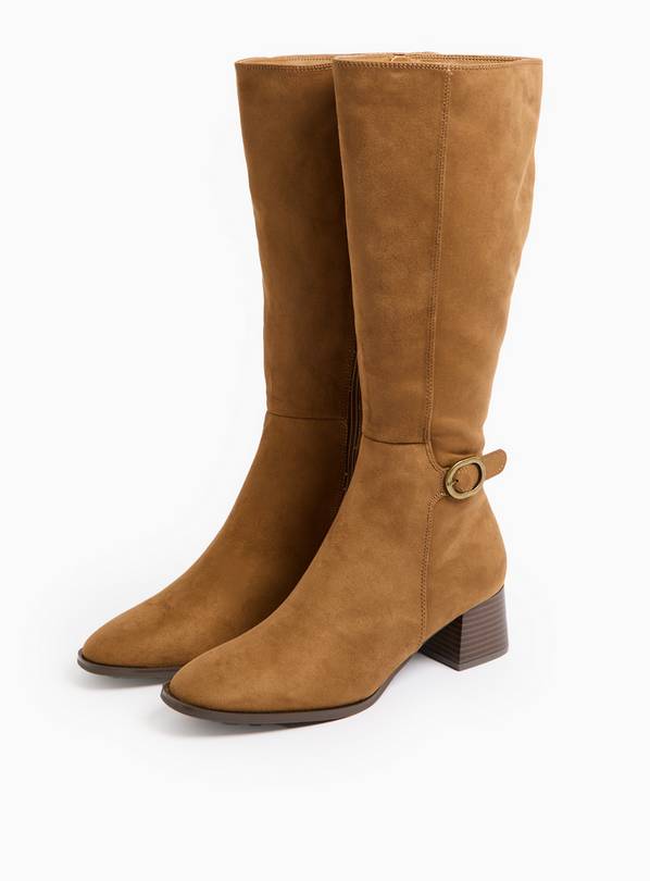 Tan Faux Suede Long Length Heeled Boots 7