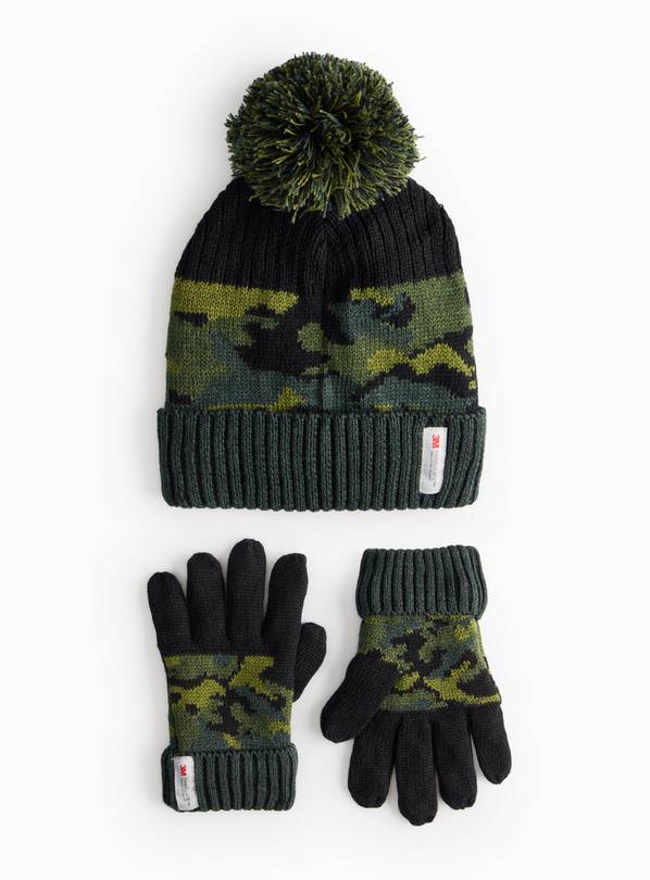 3M&trade; Thinsulate&trade; Khaki Camo Knitted Hat & Gloves Set 3-5 years