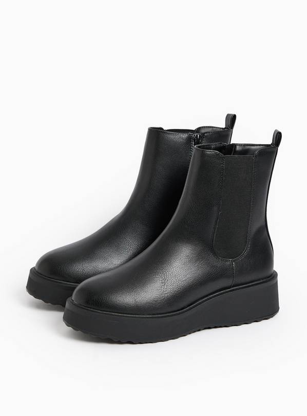 Black PU Chelsea Ankle Boots 6