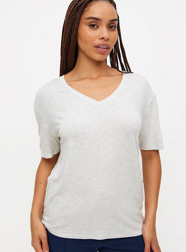 Grey Marl V Neck Relaxed Fit T-Shirt 18