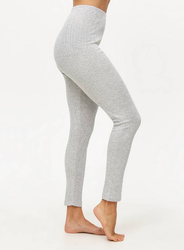 Grey Pointelle Maximum-Warmth Thermal Leggings M