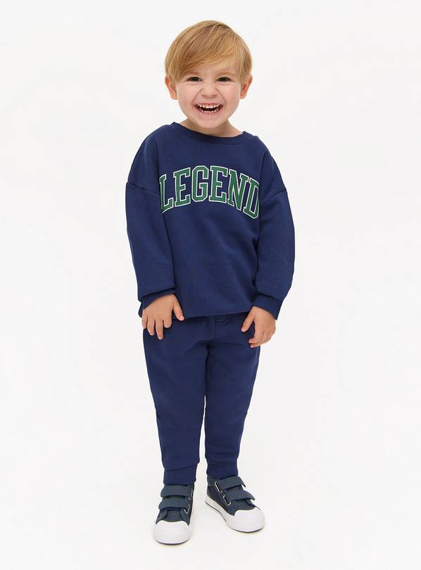 Navy Legend Slogan Sweatshirt & Joggers Set 1-2 years