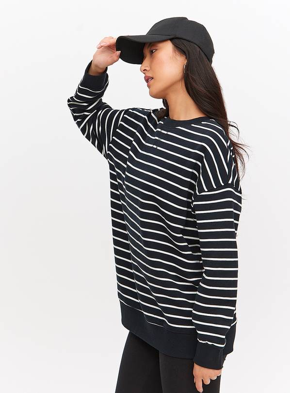 Black Stripe Oversized Sweatshirt  M