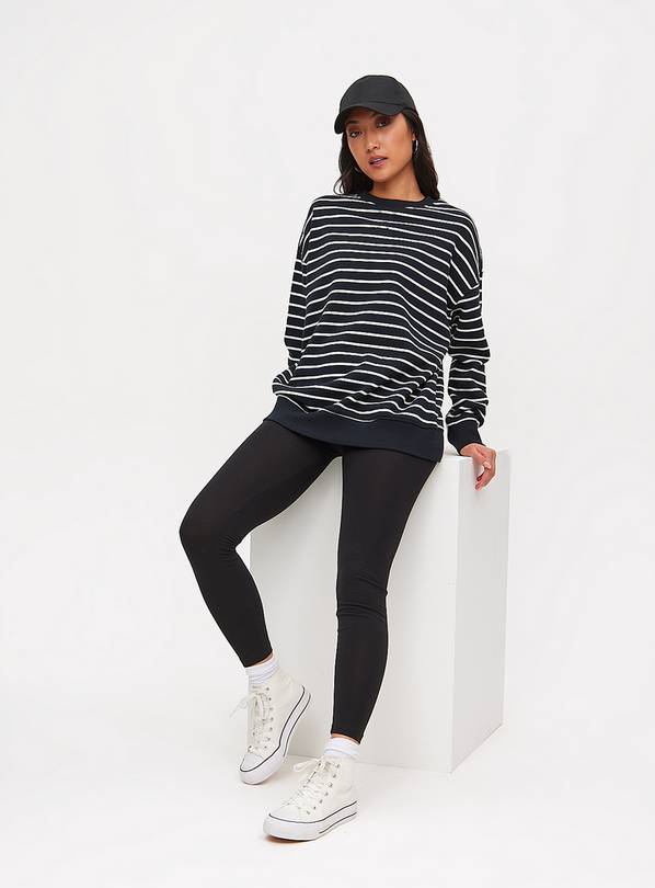 Black white striped sweatshirt best sale