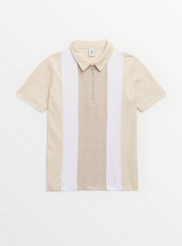 Stone Vertical Stripe Short Sleeve Polo Shirt 9 years