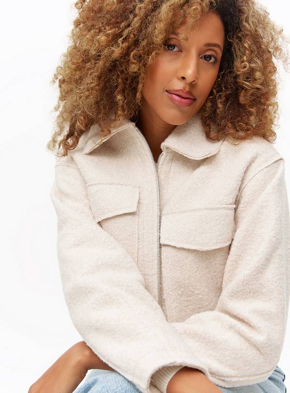 Buy Cream Boucle Cropped Boxy Jacket L Jackets Tu