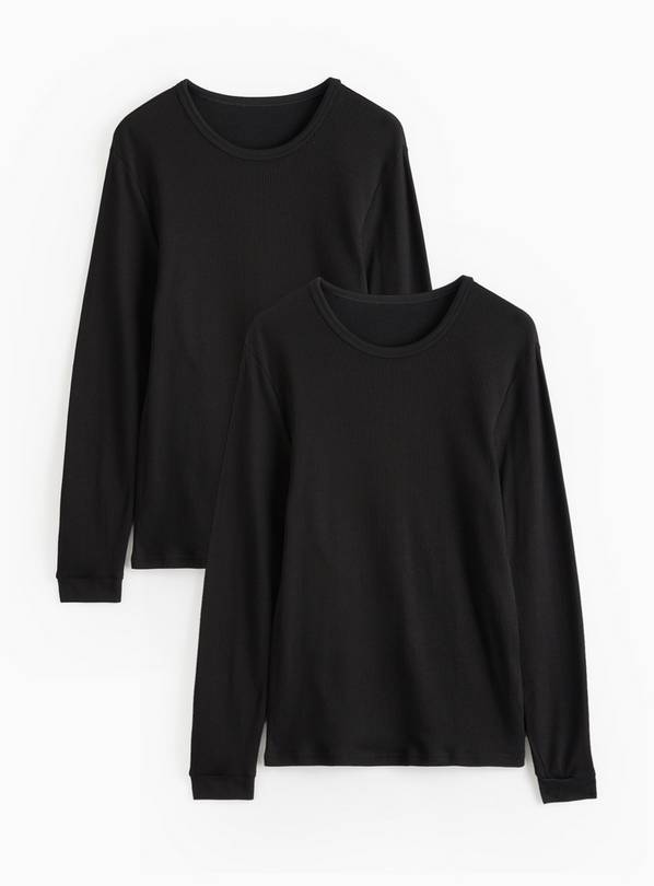 Black Maximum-Warmth Long Sleeve Thermal Tops 2 Pack M