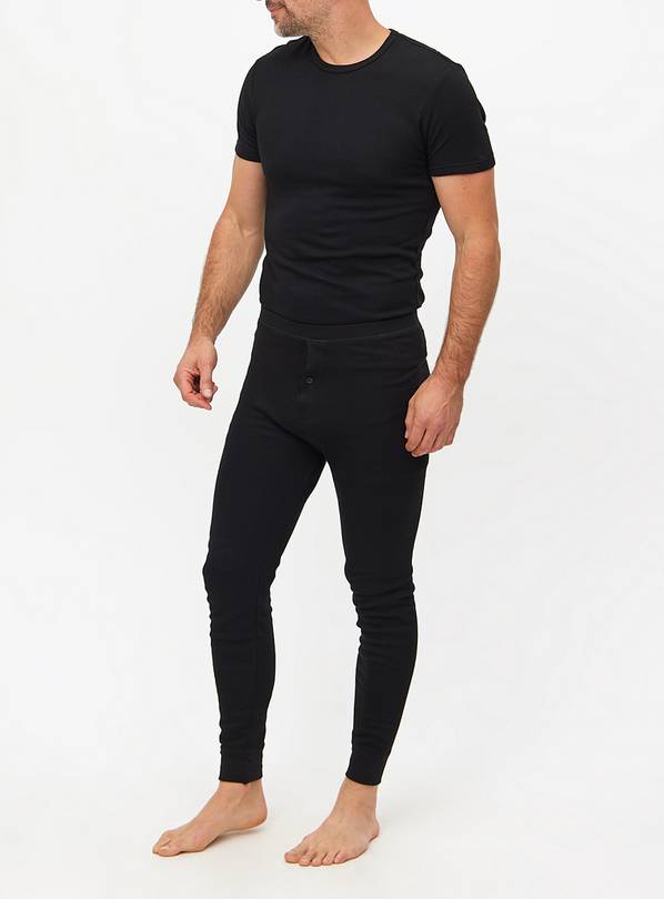 Black Maximum-Warmth Long Thermal Pants L