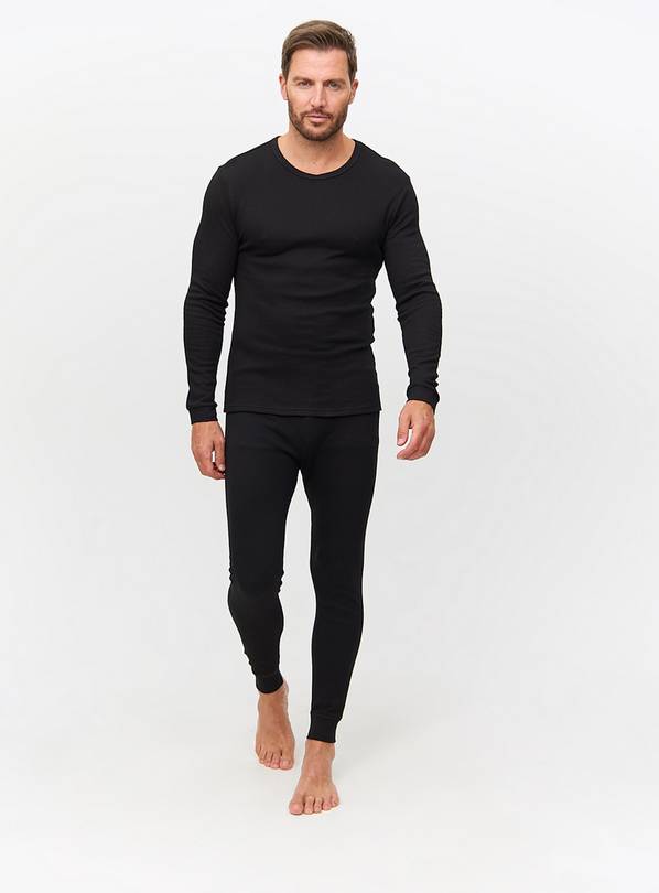 Black Maximum-Warmth Thermal Top & Long Pants Set L