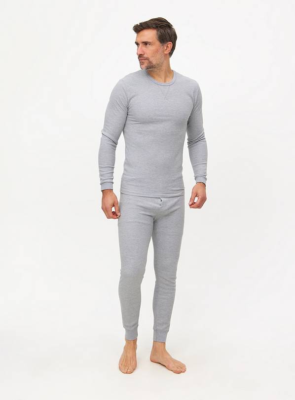 Grey Waffle Maximum-Warmth Thermal Top & Long Pants Set  L