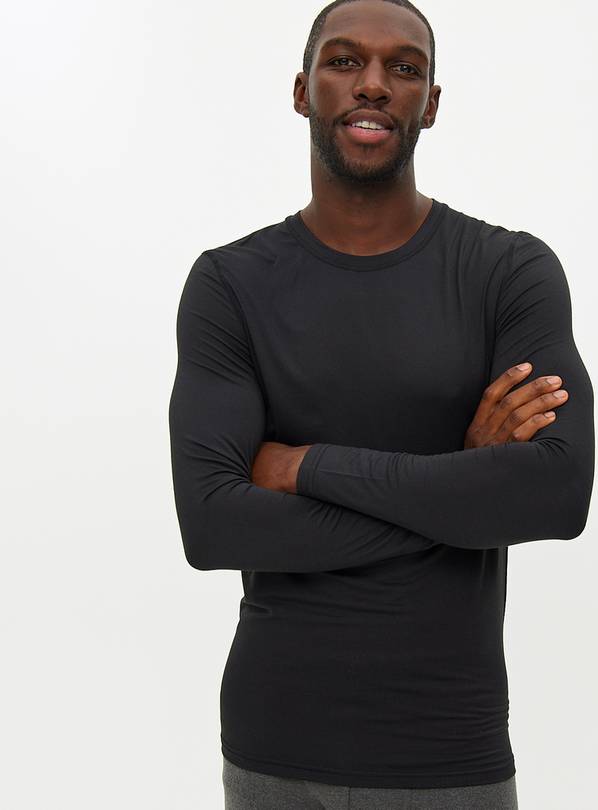 Black Medium-Warmth Crew Neck Thermal Top M