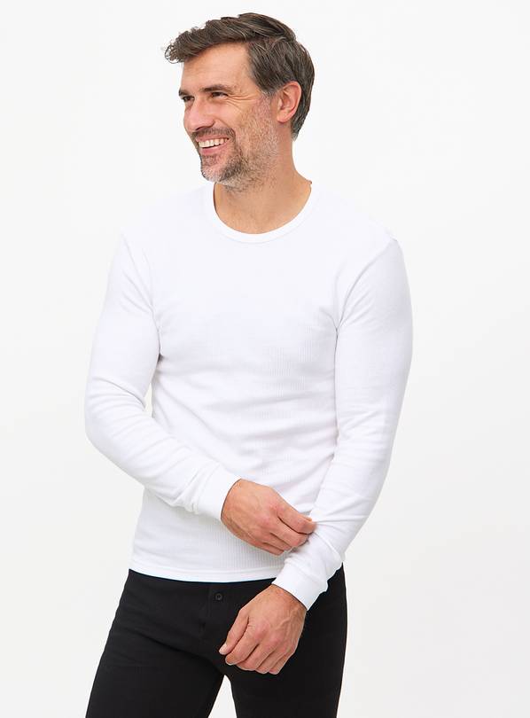 White Maximum-Warmth Long Sleeve Thermal Top L