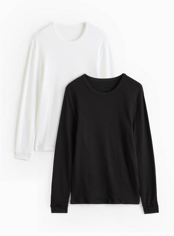 Black & White Maximum-Warmth Long Sleeve Thermal Tops 2 Pack XS