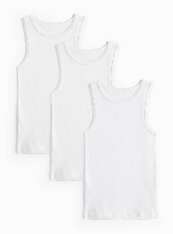 White Sleeveless Thermal Pointelle Vest 3 Pack 8-9 years