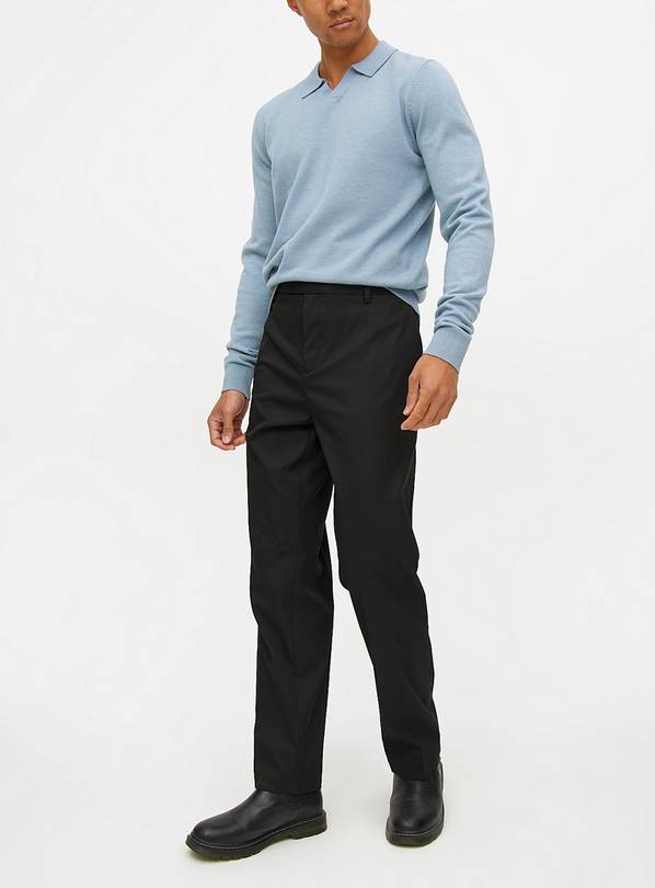 Black Regular Fit Tailored Trousers W28 L29