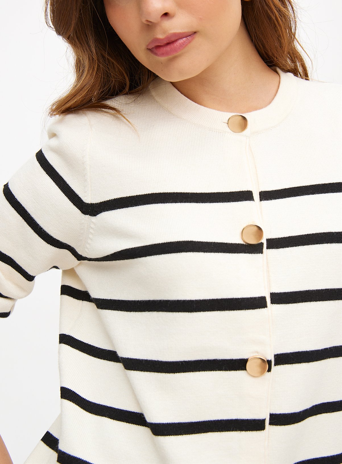 Cream Stripe Button Through Cardigan 8 - Image 2 thumbnail