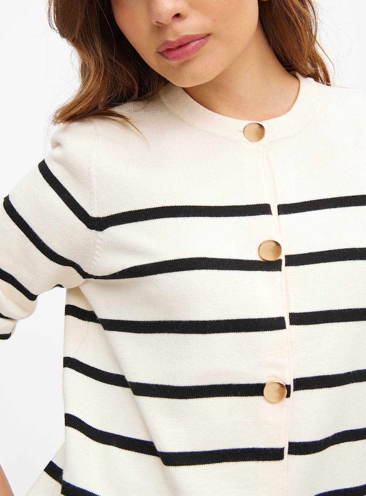 Cream Stripe Button Through Cardigan 8 - Image 2