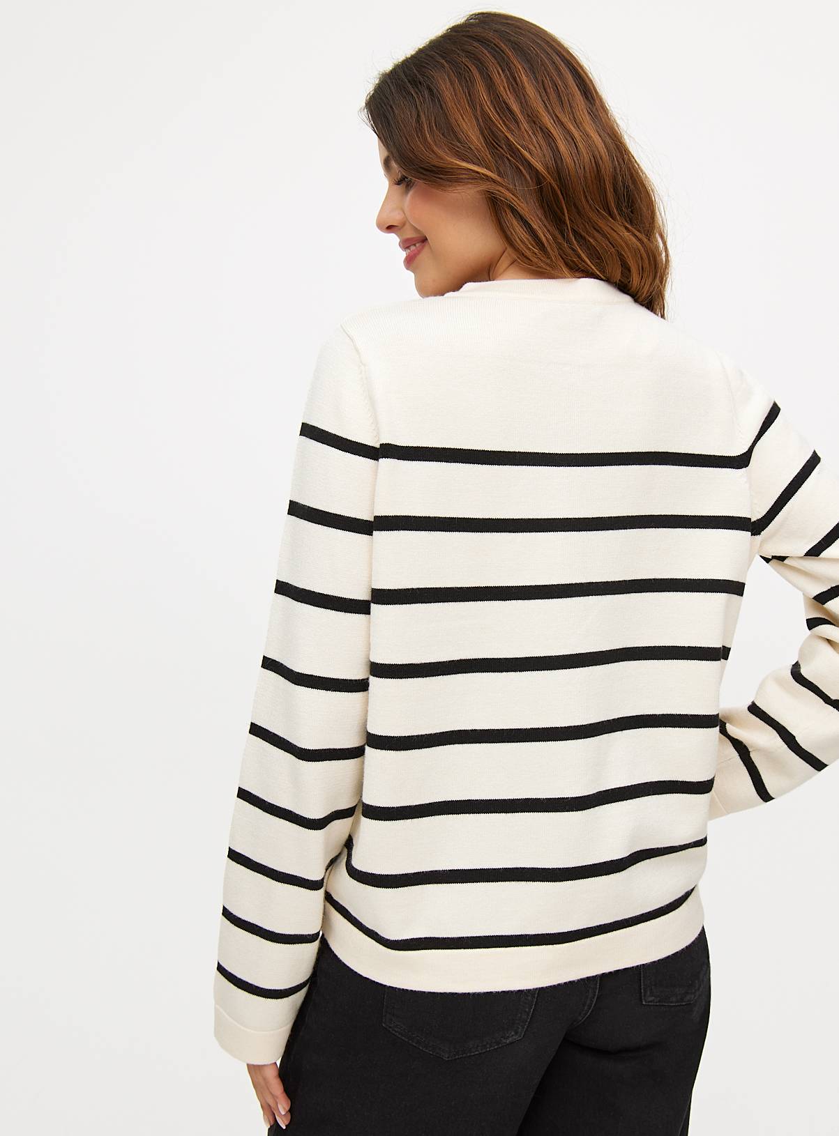 Cream Stripe Button Through Cardigan 8 - Image 4