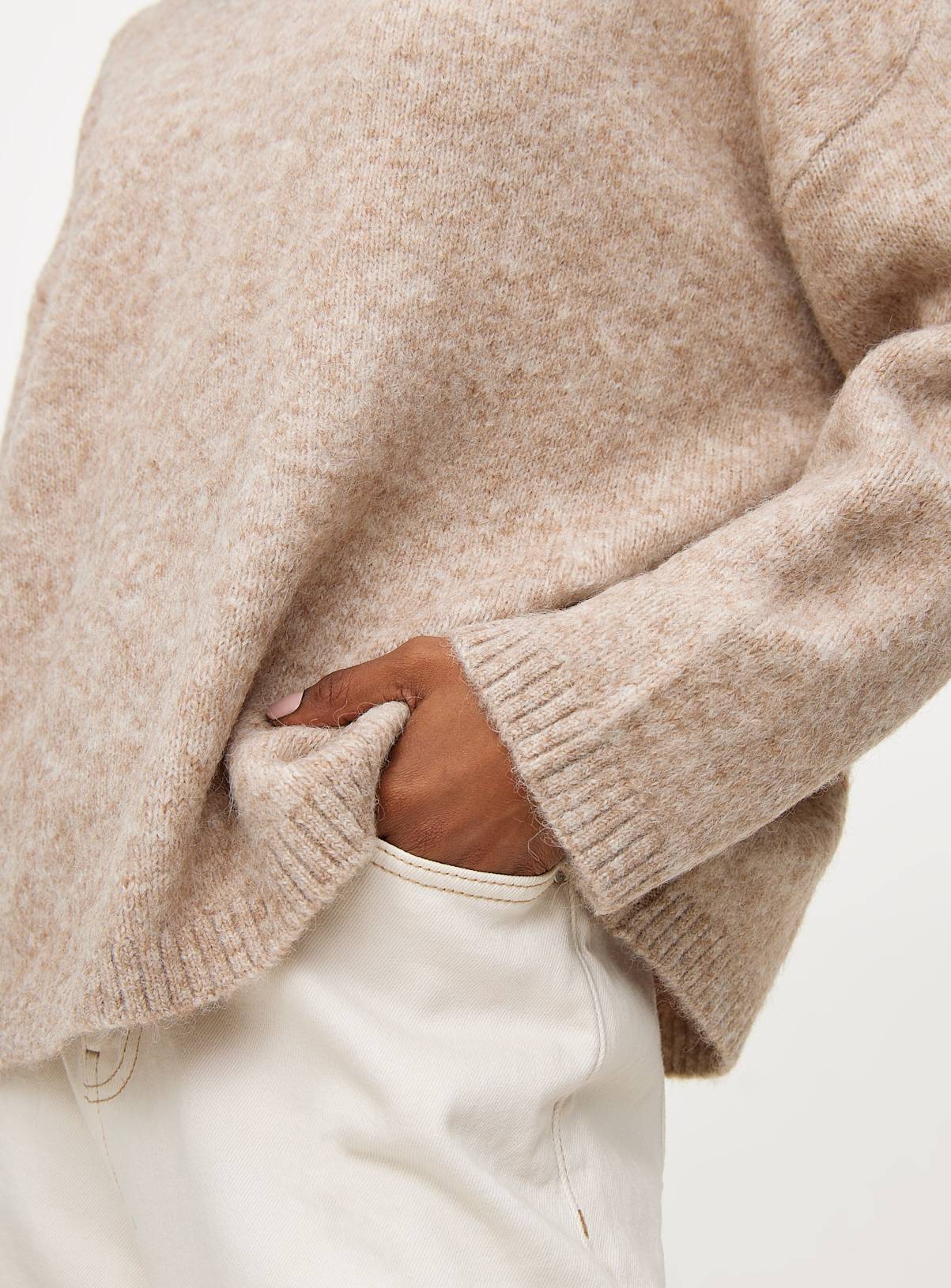 Oatmeal Relaxed Crew Neck Knitted Jumper  16 - Image 2