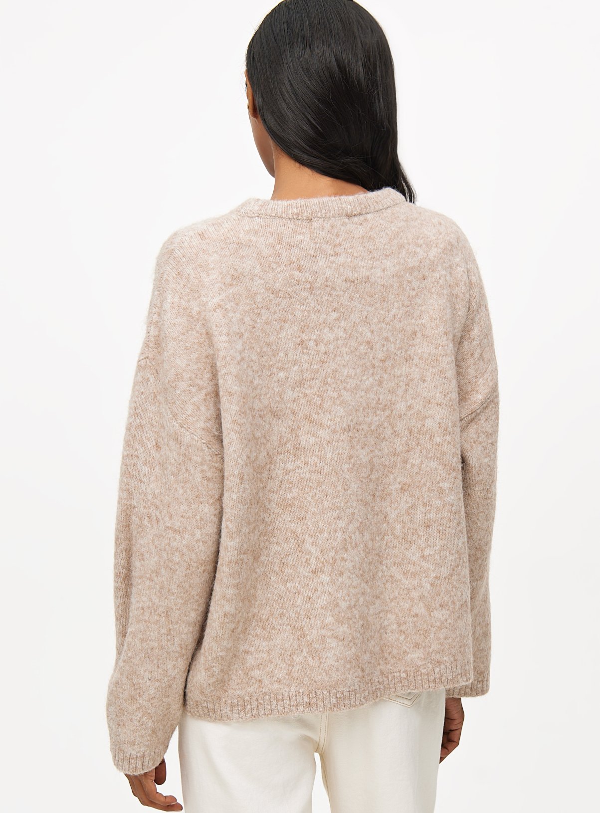 Oatmeal Relaxed Crew Neck Knitted Jumper  16 - Image 4 thumbnail