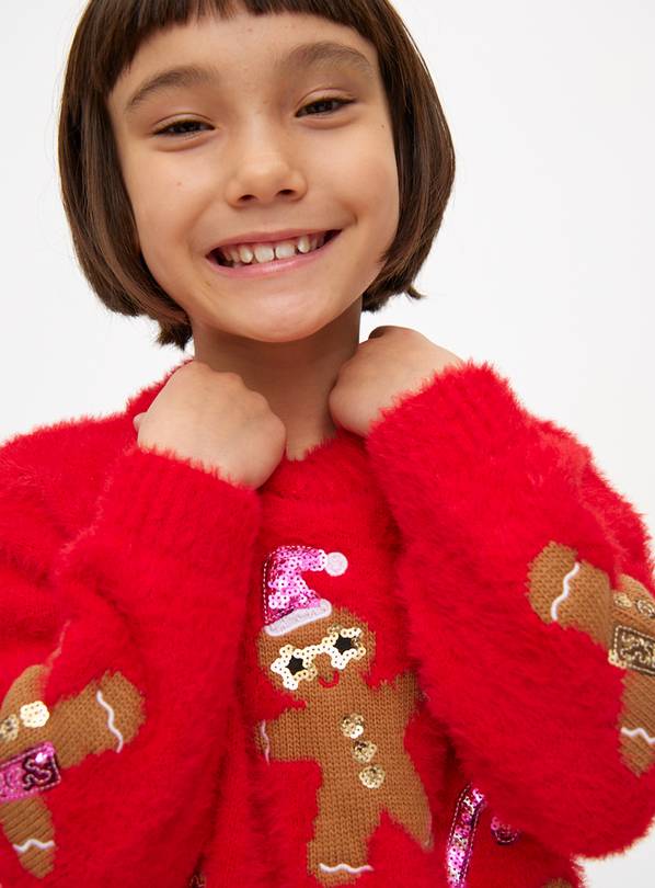 Buy Red Christmas Gingerbread Sequin Fluffy Jumper 5 years Jumpers and cardigans Tu