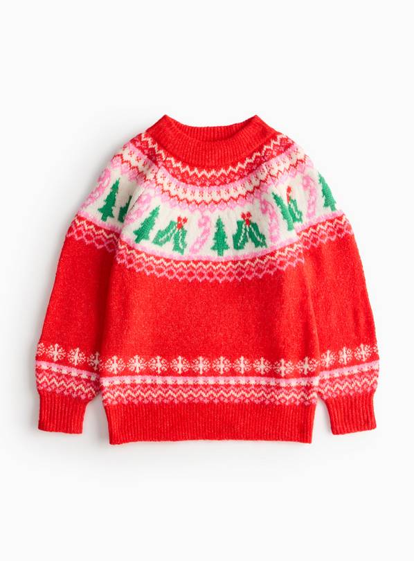 Matching Family Kids' Christmas Holly & Candy Cane Jumper 5 years