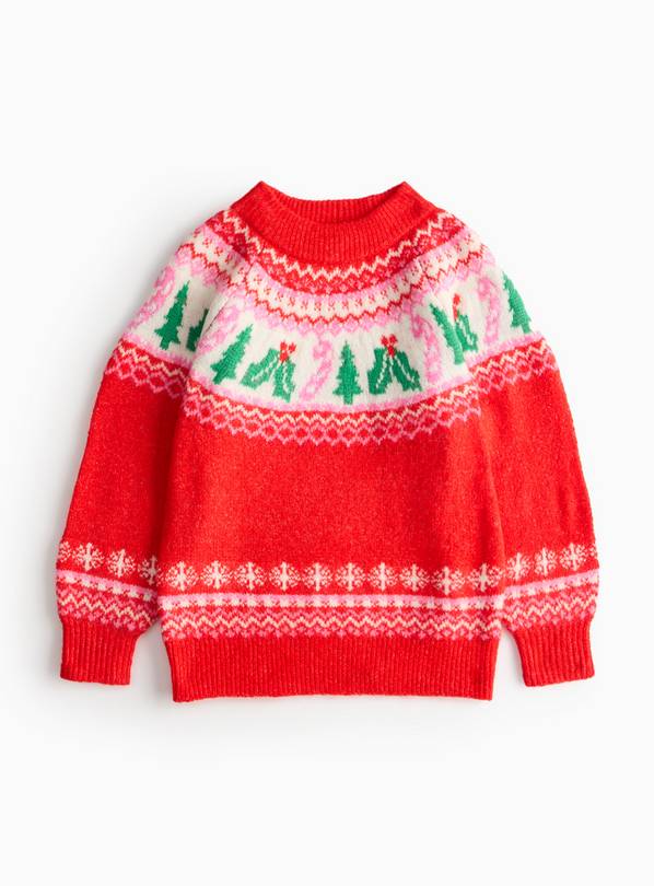 Matching Family Kids' Christmas Holly & Candy Cane Jumper 8 years