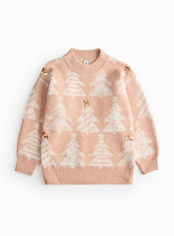 Pink Sequin Christmas Tree Jumper 3 years