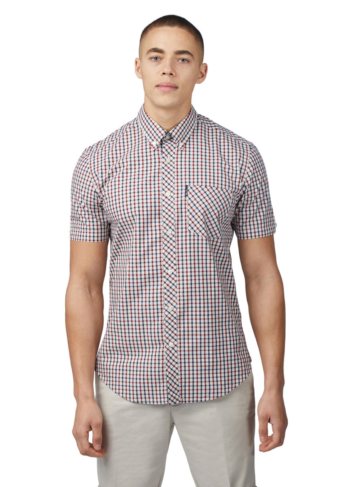 Men's Red BEN SHERMAN Signature Gingham Short Sleeve Shirt