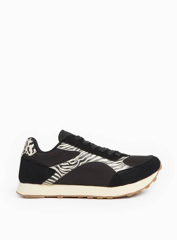 Black Zebra Print Panel Trainers 7