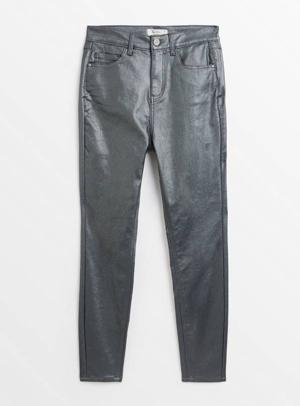 PETITE Gunmetal Coated Skinny Fit Jeans 10