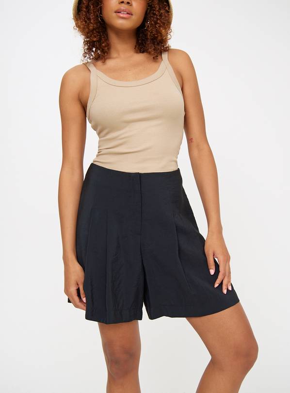 Black Tailored Tencel Shorts 10