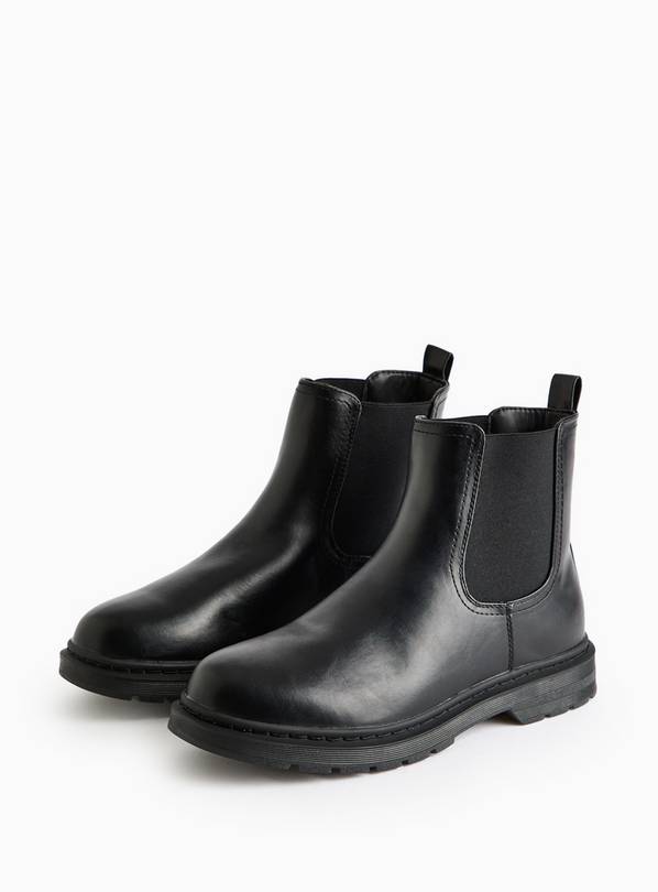 Black Faux Leather Chelsea Boots 12