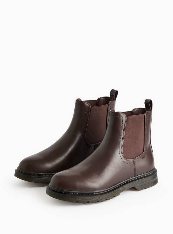 Brown Faux Leather Chelsea Boots 7