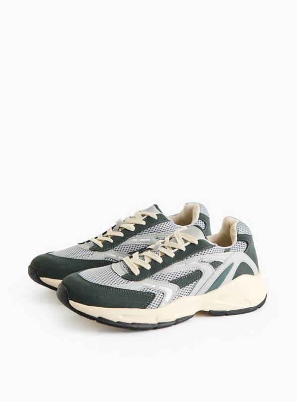 Grey Contrast Panel Retro-Style Trainers 9