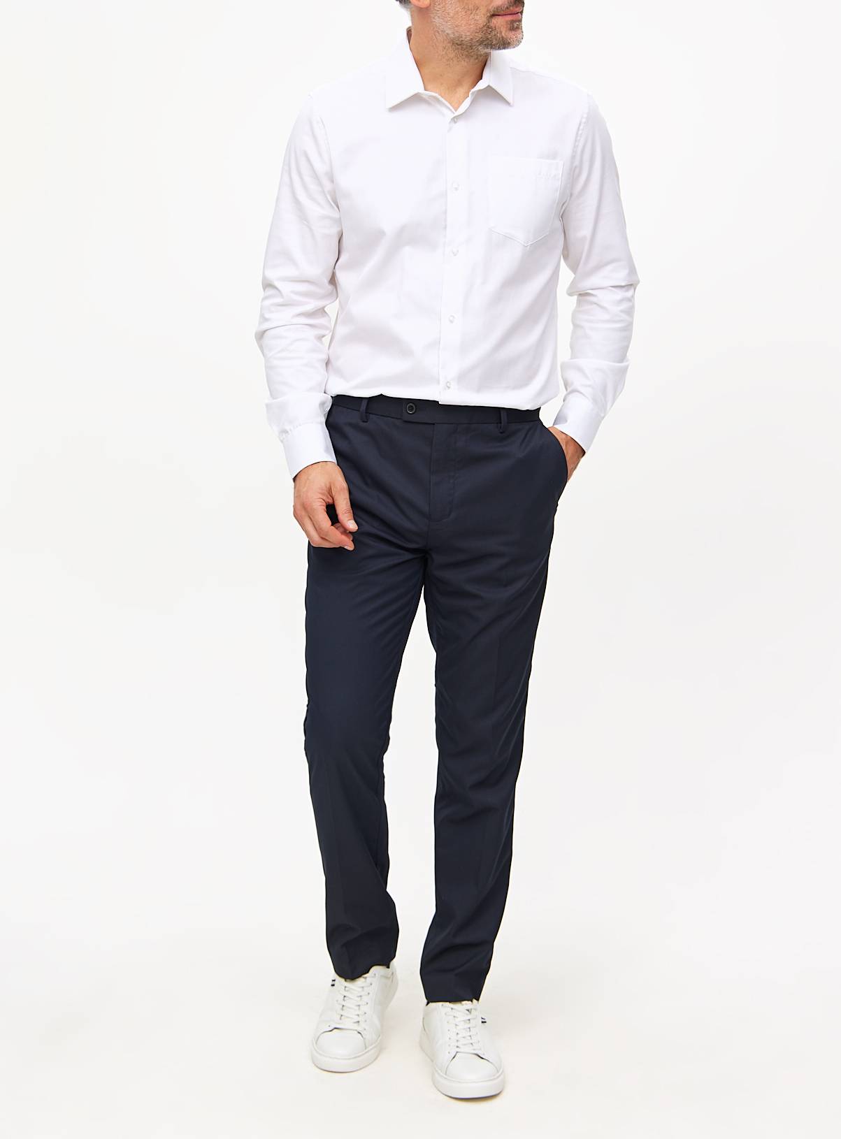 Navy Slim Fit Smart Trousers  W42 L31 - Image 1