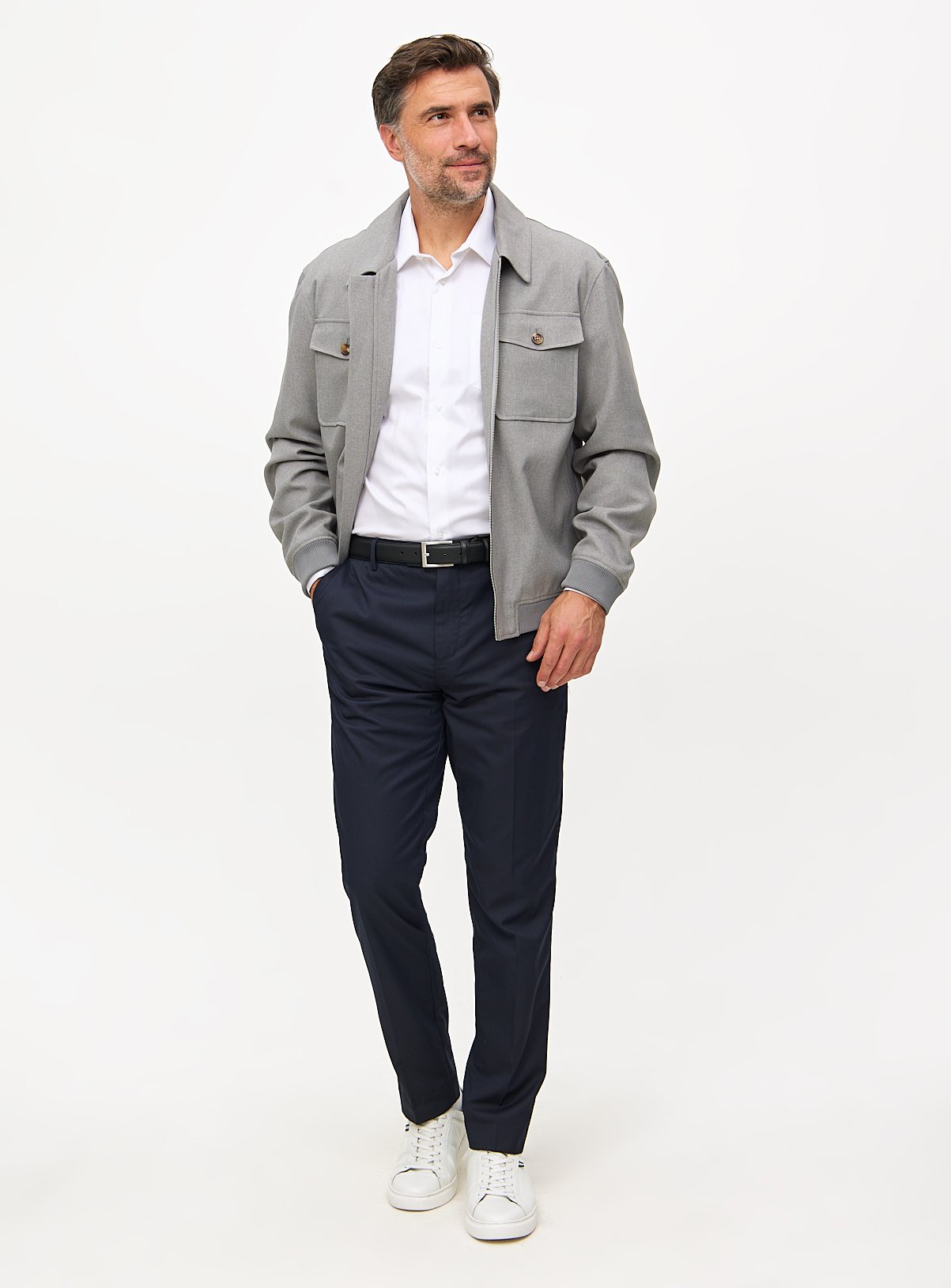 Navy Slim Fit Smart Trousers  W42 L31 - Image 2 thumbnail