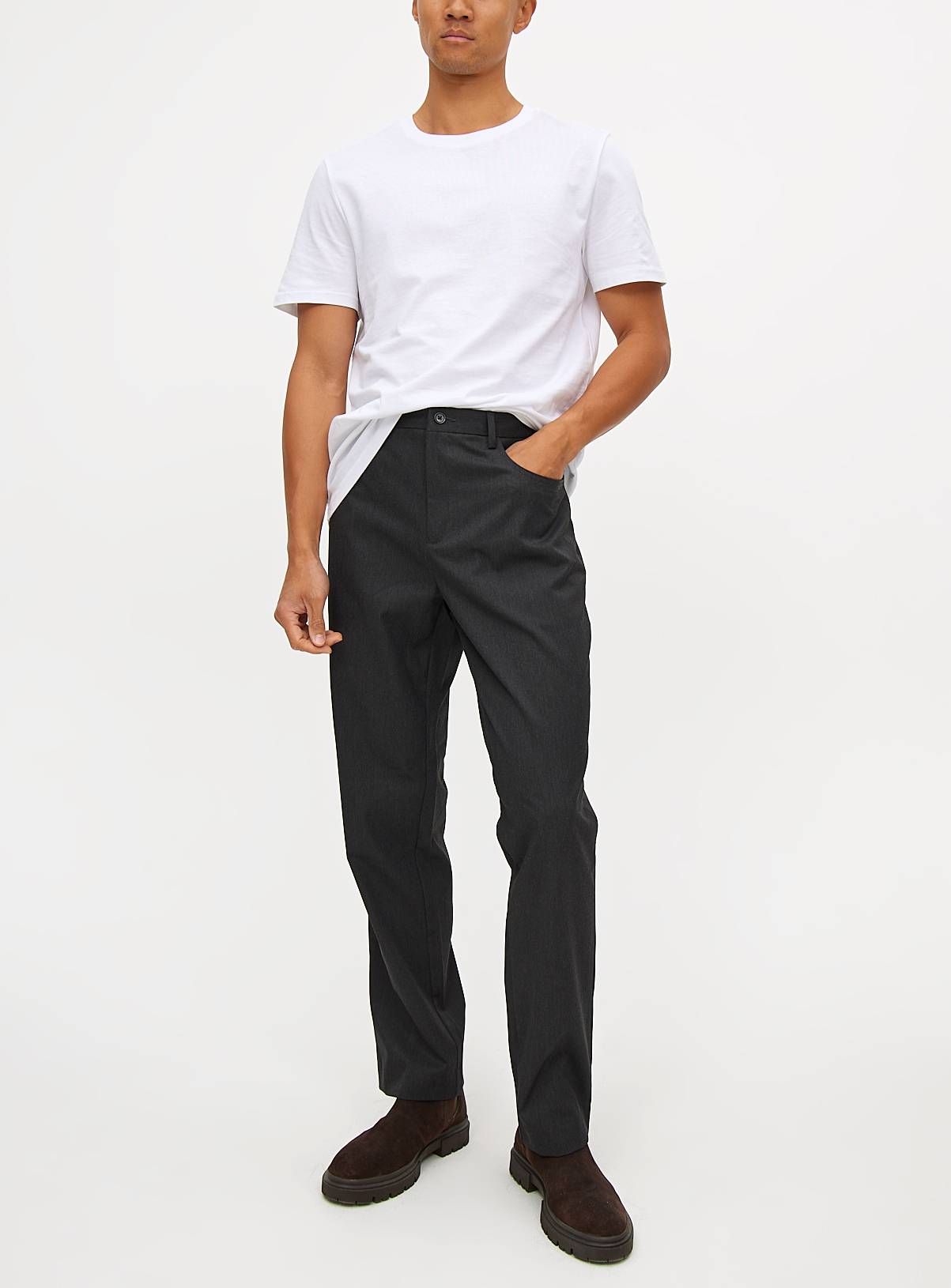 Grey Smart Regular Fit Trousers  W42 L29 - Image 1