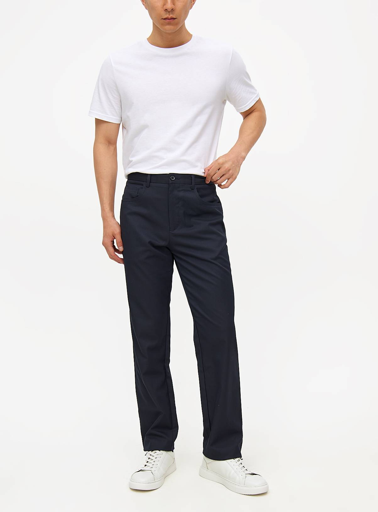Navy Smart Regular Fit Trousers  W40 L35 - Image 1