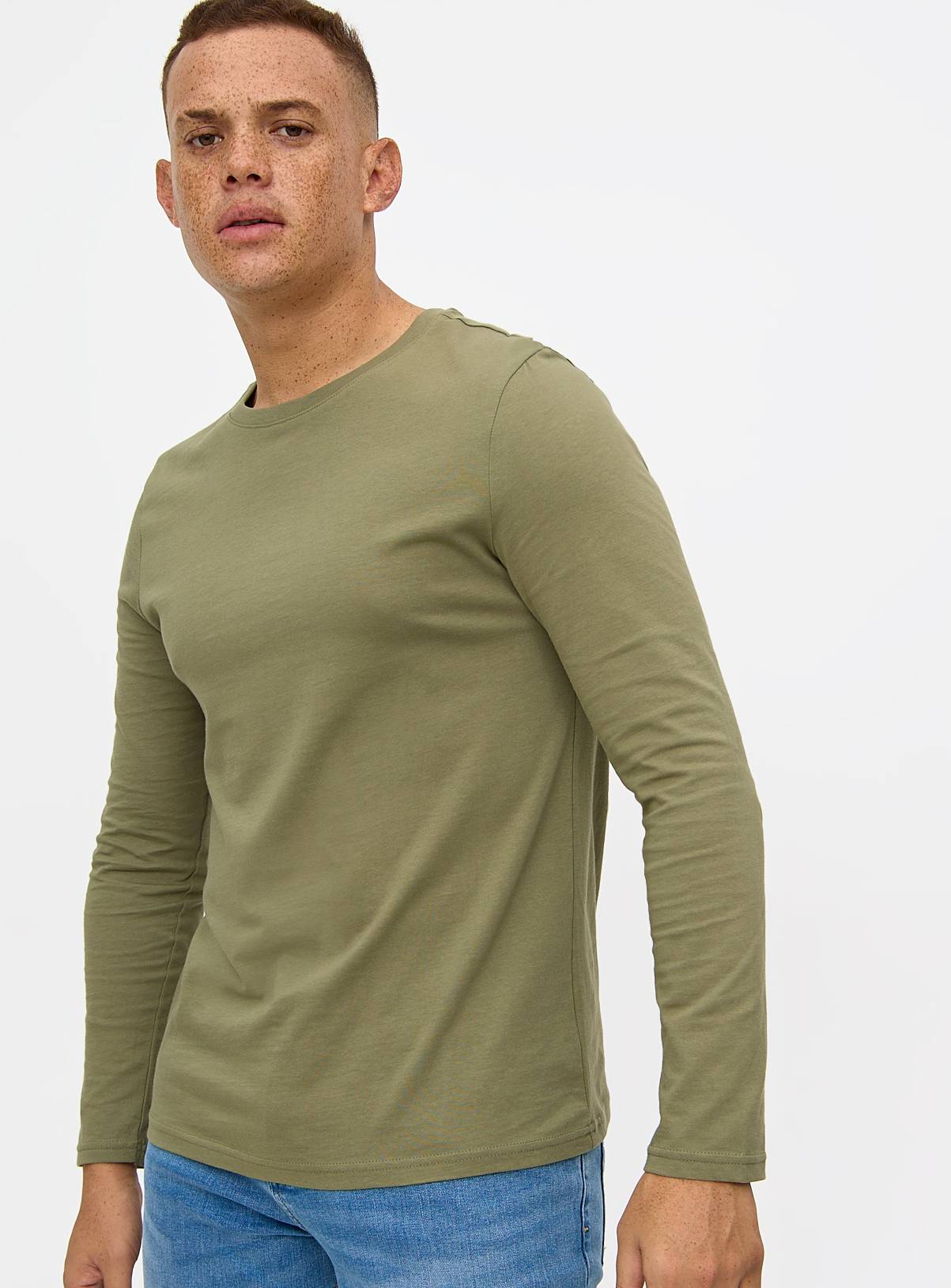 Plain Khaki Long Sleeve T-Shirt XXXL - Image 1