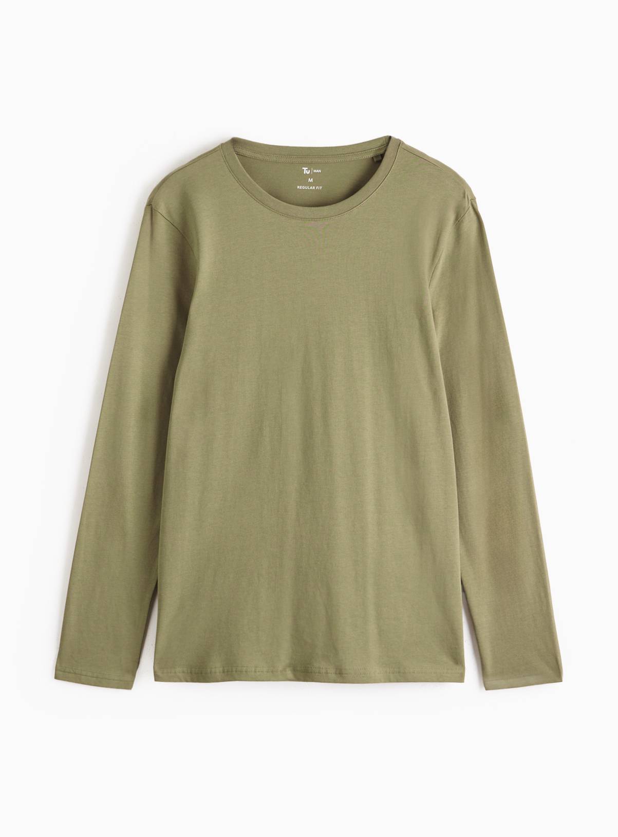 Plain Khaki Long Sleeve T-Shirt XXXL - Image 3