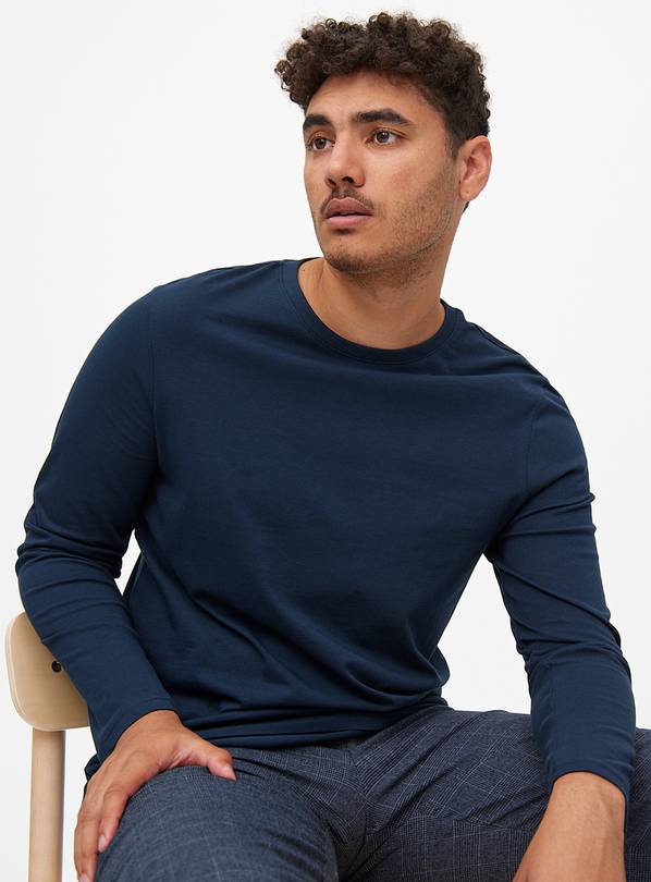 Plain Navy Long Sleeve T-Shirt XL