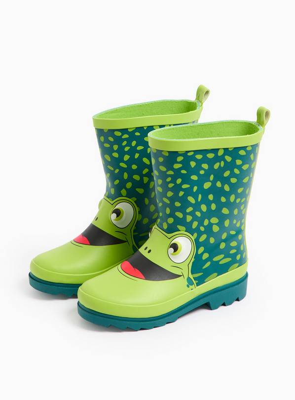 Novelty Frog Print Rubber Wellies 10 Infant