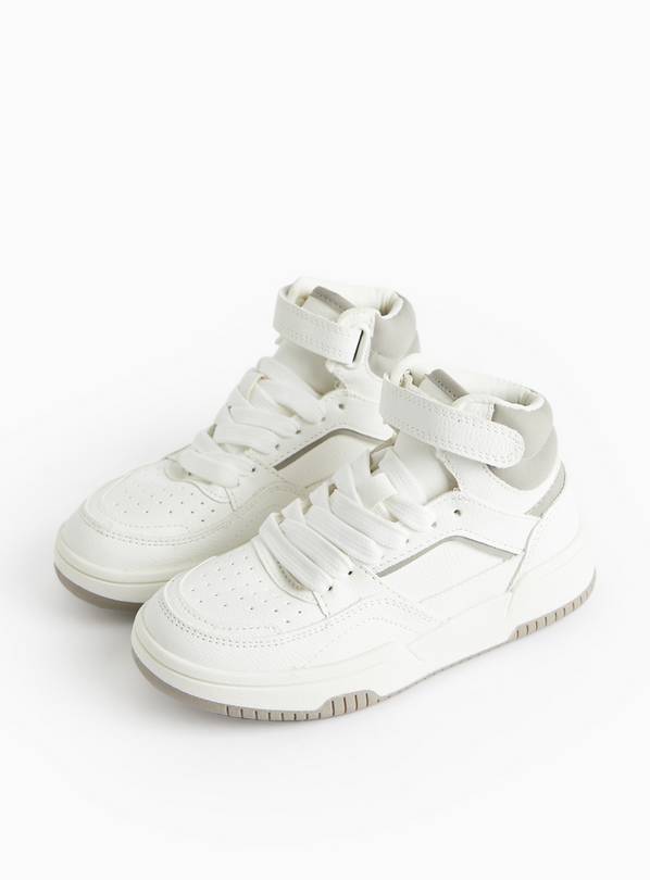 White Faux Leather Panelled High Top Trainers 10 Infant