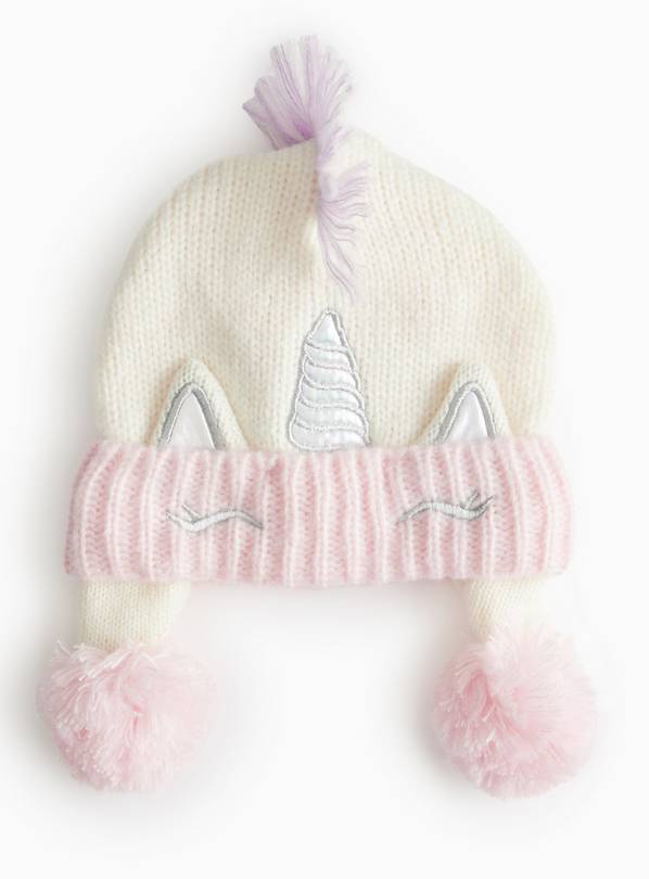 Novelty Unicorn Print Knitted Pom Pom Hat 6-9 years