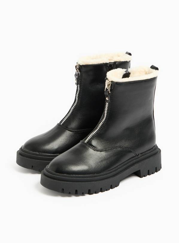 Black Fleece Lined Zip Ankle Boots 12 Infant